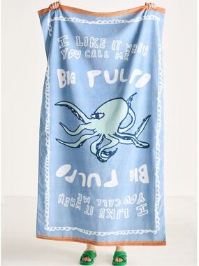 SUPERSIZED Blue Octopus Beach Towel “I like it when you call me big pulpo”